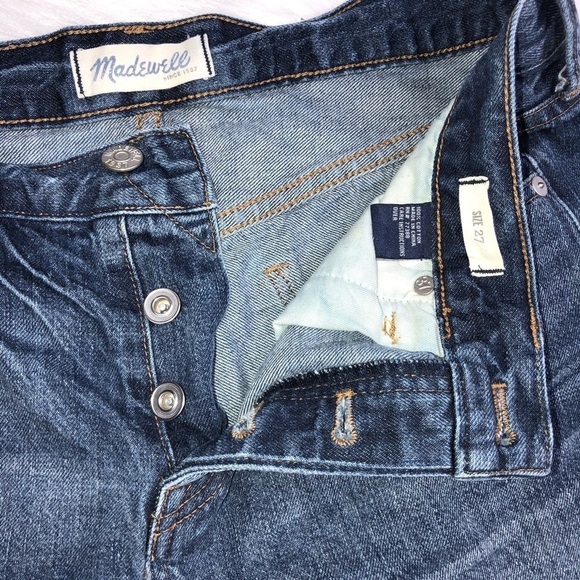 Madewell Shorts Women 27 Boyfriend Rollup Cut off Button Fly Denim Jean L - Picture 4 of 6